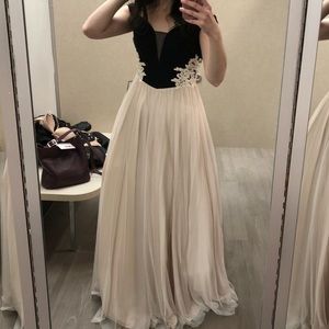 EUC black & cream evening gown